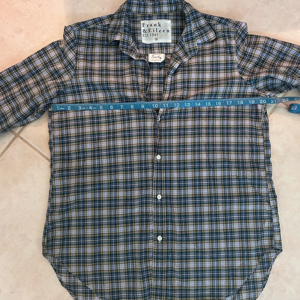 Frank & Eileen “Frank” Blue Green Yellow Plaid Shirt Medium - Picture 6 of 8